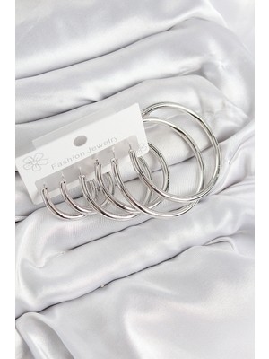 Ayder Timya Pirinç Halka Model Gümüş Renk Kadın Set Küpe - TJ-BKP11052 TG/Tmya1395 223959