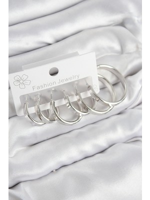 Ayder Timya Pirinç Halka Model Gümüş Renk Kadın Set Küpe - TJ-BKP11048 TG/Tmya1395 223955