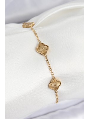 Ayder Timya 316L Çelik Gold Renk Yonca Kadın Bileklik - TJ-BB7675 TG/Tmya1395 224049