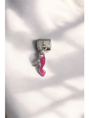 Lynare Italyan Charm Bileklik Charmı Pembe Topuklu Sallantılı Model 1 Adet