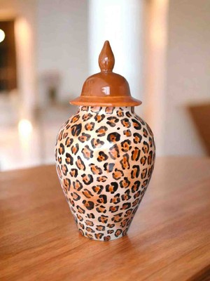 Polikromi Seramik Şah Küp Leopar Desen