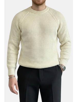 Havanna Yüksek Kalite Reglan Kol Örgü Triko Kazak - Krem