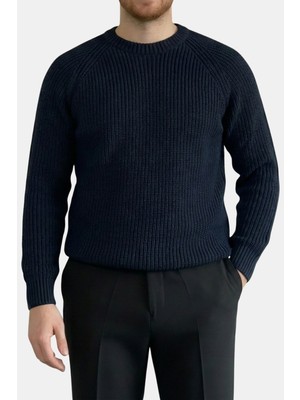 Havanna Yüksek Kalite Reglan Kol Örgü Triko Kazak - Lacivert