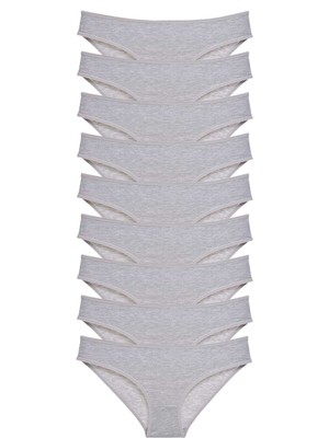 9 Adet Süper Eko Set Likralı Kadın Slip Külot Gri