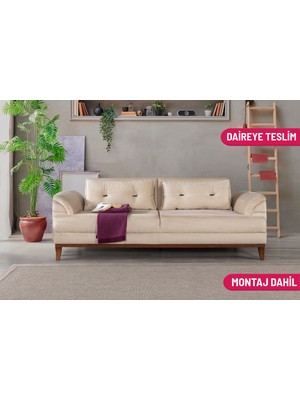 Madera Üçlü Yataklı Kanepe Babyface Krem