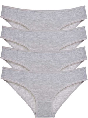 4 Adet Süper Eko Set Likralı Kadın Slip Külot Gri
