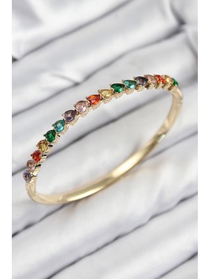 Ayder Timya Pirinç Renkli Zirkon Taşlı Kalp Model Gold Renk Kadın Kelepçe - TJ-BB7682 TG/Tmya1395 224371