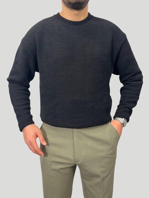 Havanna Premium Yumuşak Dokulu Basic Triko Kazak - Siyah