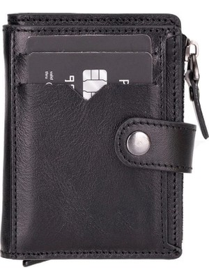 Rodos Hakiki Deri, El Yapımı, Pop-Up Kartlık Cüzdan, Parlak Siyah