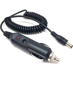 Spiral Kablolu Sigortalı Oto Çakmak Fişi Adaptörü 5.5x2.5mm Uçlu 2A 1.3m