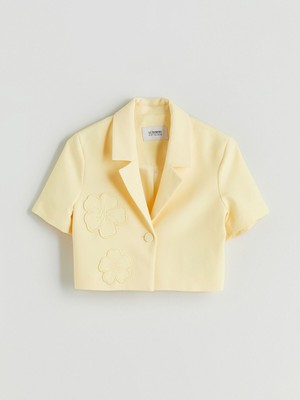 Lc Waikiki Yeni Sezon Çiçekli Kız Çocuk Crop Ceket