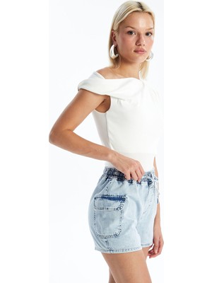 Lc Waikiki Yeni Sezon Beli Lastikli Bermuda Fit Kadın Jean Şort