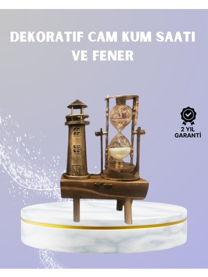 Ahşap Kum Saati ve Deniz Feneri Figürü Bir Arada – Ev & Ofis Dekorasyonu