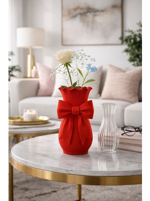 Mir Store Kurdele Detaylı Dekoratif Vazo | Modern & Şık Ev Aksesuarı | Çiçeklik
