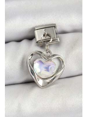 Ayder Timya 316L Çelik Sallantılı Zirkon Taşlı Kalp Model Gümüş Renk Nomination Charm - TJ-BC1461 TG/Tmya1395 222321