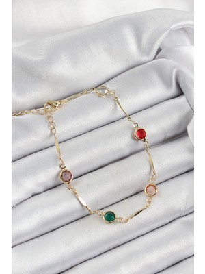 Ayder Timya Pirinç Asorti Model Gold Renk Zirkon Taşlı Kadın Bileklik - TJ-BB7038 TG/Tmya1395 222181