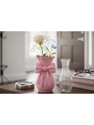 Mir Store Kurdele Detaylı Dekoratif Vazo | Modern & Şık Ev Aksesuarı | Çiçeklik