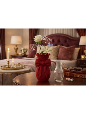 Mir Store Kurdele Detaylı Dekoratif Vazo | Modern & Şık Ev Aksesuarı | Çiçeklik