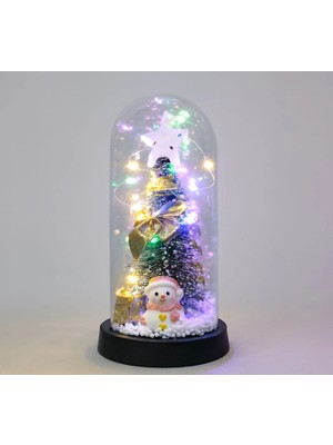 Eco Port Yılbaşı Temalı Işıklı  Dekoratif Cam Fanus ALK5079