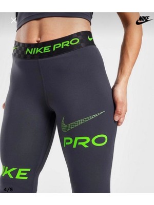 Nike Pro Dri-Fit Mid-Rise Full-Length Graphic Training Yüksek Belli Toparlayıcı Gri Kadın Tayt DX0080-015