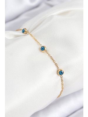 Ayder Timya 316L Çelik Nazar Boncuğu Model Gold Renk Kadın Bileklik - TJ-BB7841 TG/Tmya1395 224892