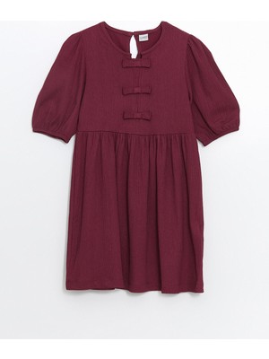 Lc Waikiki Yeni Sezon Bisiklet Yaka Fiyonk Detaylı Kız Çocuk Elbise