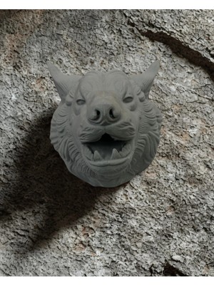 SHC4200 Bfs Gri Kurt Duvar Dekoru Asılabilir Dekoratif Heykel Tasarım