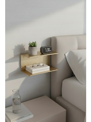 Grandmix Metal Duvar Rafı Siyah Çift Bölmeli Kitaplık Duvar Ünitesi 30X14 cm