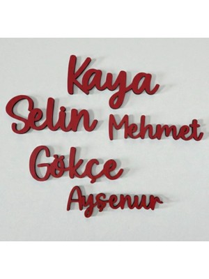Pelince Kişiye Özel Lazer Kesim Renkli Ahşap Isim | Takı Yastığı Kelime Harf Dekoru | Genişlik: 15 cm