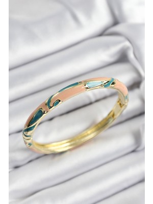 Ayder Timya Mineli Pirinç Krem Ve Yeşil Mermer Motifli Gold Renk Kadın Kelepçe - TJ-BB7399 TG/Tmya1395 223278