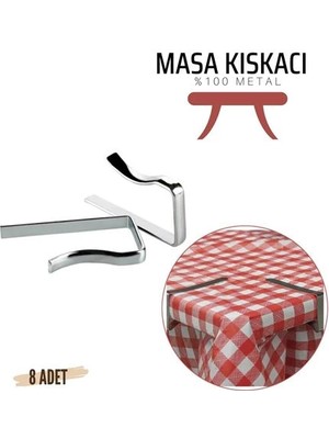 SHC4200 Masa Örtüsü Klipsi - Metal Masa Kelepçesi Masa Örtüsü Sabitleyici 8 Adet