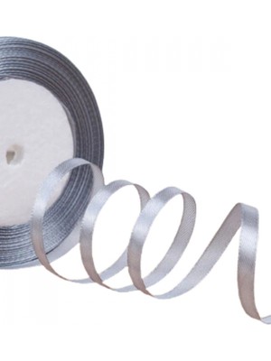 MiraLive Saten Kurdele 1 cm 10 Metre Açık Gri