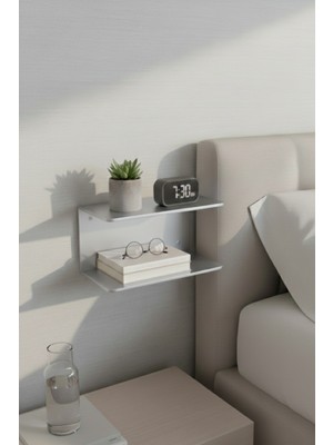 Grandmix Metal Duvar Rafı Siyah Çift Bölmeli Kitaplık Duvar Ünitesi 30X14 cm