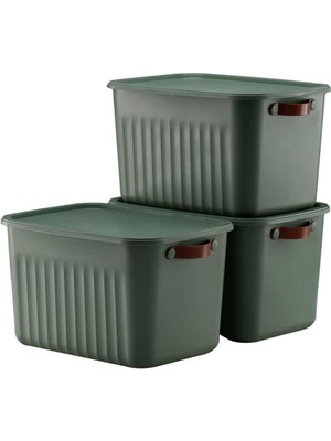Gfc Life Store Modern Kapaklı Saklama Kutusu Seti -15 Litre - Yeşil- Taşınabilir Kulplu, Dolap Içi Düzenleyici, Çok Amaçlı Organizer Kutu, Oyuncak & Kıyafet Kutusu