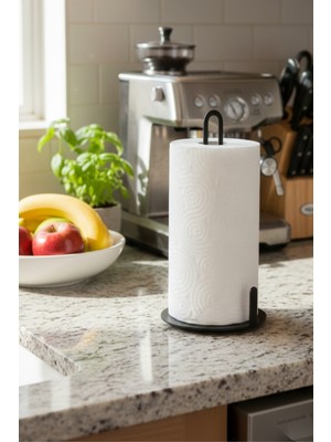 Grandmix Siyah Metal Kağıt Havlu Tutucu Tezgah Üstü Modern Kağıt Havluluk