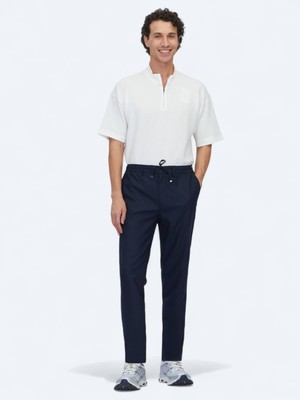 Kip Lacivert Düz Dokuma Jogging Fit Casual Pantolon