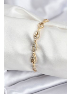 Ayder Timya Pirinç VIP Seri Gold Renk Sıralı Damla Model Kadın Bileklik - TJ-BB7932 TG/Tmya1395 225111