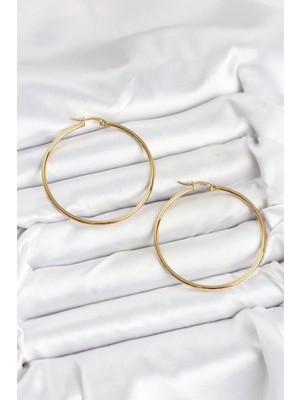 Ayder Timya 316L Çelik Gold Renk 45 mm Halka Kadın Küpe - TJ-BKP11227 TG/TMYA1395 225053