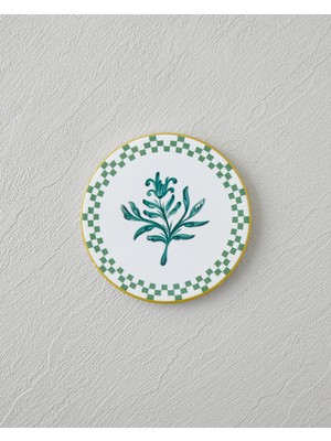 English Home Serina Seramik Bardak Altlığı 10.8x0.8 cm Beyaz - Yeşil