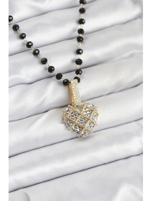 Ayder Timya 316L Çelik Zincir Kristal Boncuklu Kalpli Kadın Kolye - TJ-BKO10562 TG/Tmya1395 225063