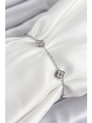 Ayder Timya 316L Çelik Yonca Model Gümüş Renk Kadın Bileklik - TJ-BB7362 TG/Tmya1395 223149