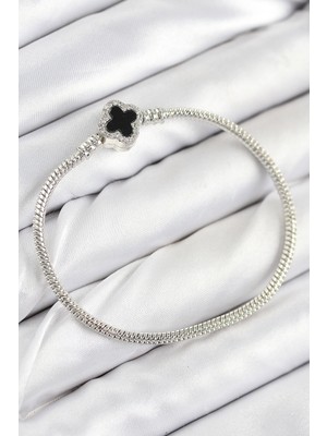 Ayder Timya Pirinç Charm Zirkon Taşlı Yonca Model Gümüş Renk Kadın Bileklik - TJ-BB7800 TG/Tmya1395 224832