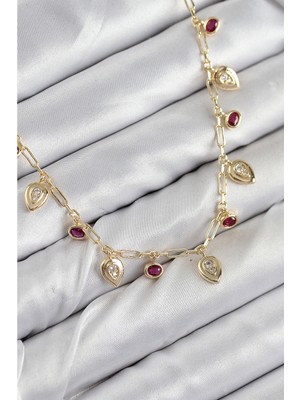Ayder Timya Pirinç Zirkon Taşlı Sallantılı Damla Model Gold Renk Kadın Kolye - TJ-BKO10495 TG/TMYA1395 224814