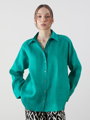 Lc Waikiki Yeni Sezon Oversize %100 Keten Kadın Gömlek