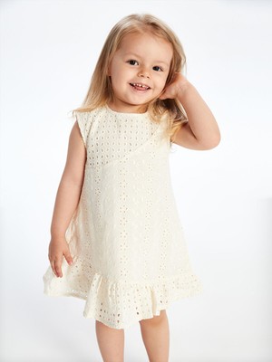 Lc Waikiki Yeni Sezon Bisiklet Yaka Nakışlı Kız Bebek Elbise