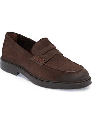 Tergan Kahve Hakiki Süet Deri Erkek Loafer - E24S1AY56971-B85