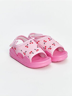 Lc Waikiki Lcw Steps Kız Bebek Sandalet Cırt Cırtlı Kiraz Baskılı Düz Tabanlı Rahat Model