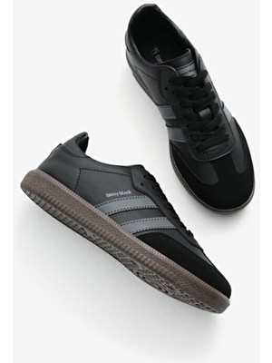 Tonny Black Unisex Siyah Füme Termo Taban Yanı Şeritli Bağcıklı Spor Ayakkabı