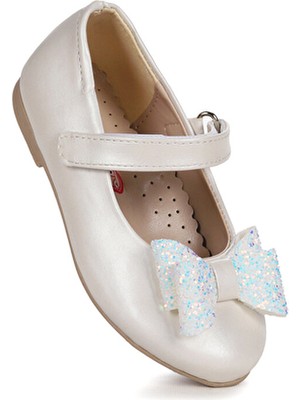 Kiko Kids Cırtlı Fiyonklu Kız Çocuk Babet Ayakkabı Suni Deri Poliüretan Tabanlı