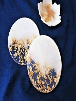 Karelim Home Bardak Altlığı Epoksi Altın Varaklı 10X10 Özel Seri 1ADET